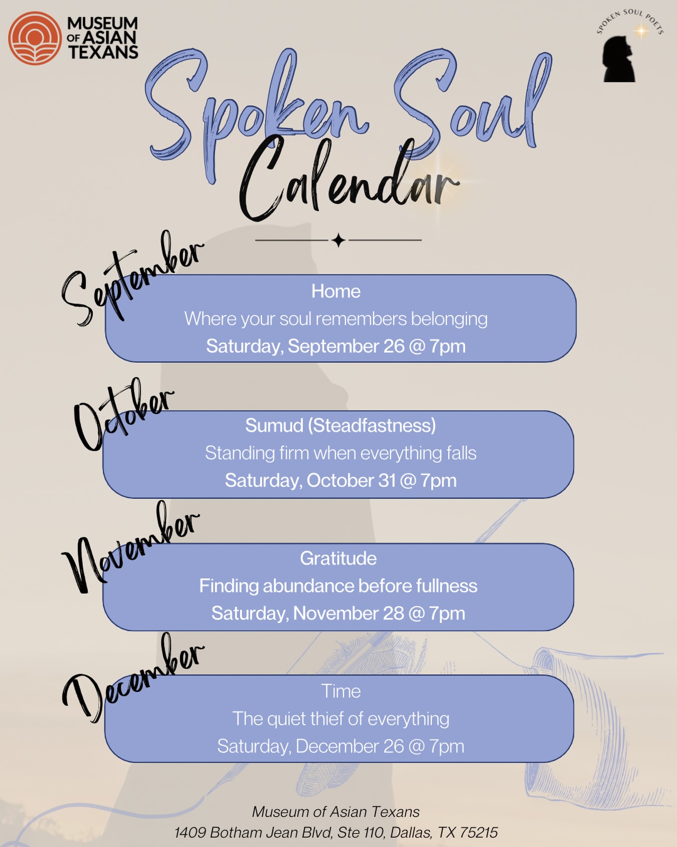 Event flyer for Spoken Soul Calendar: Sumud (Steadfastness)
